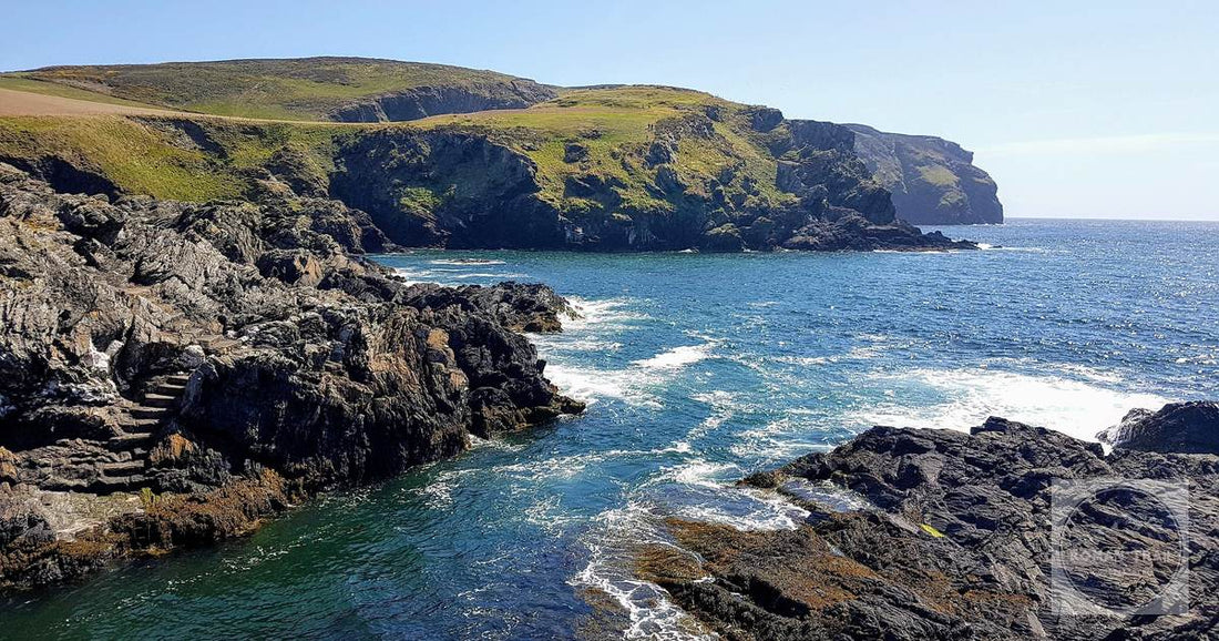 The rugged coastline and sea at the Isle of Man