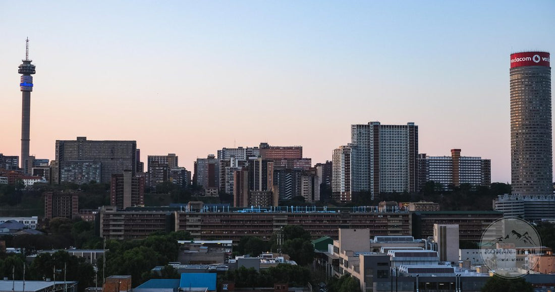 Johannesburg cityscape at sunset, Gauteng, South Africa