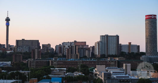 Johannesburg cityscape at sunset, Gauteng, South Africa