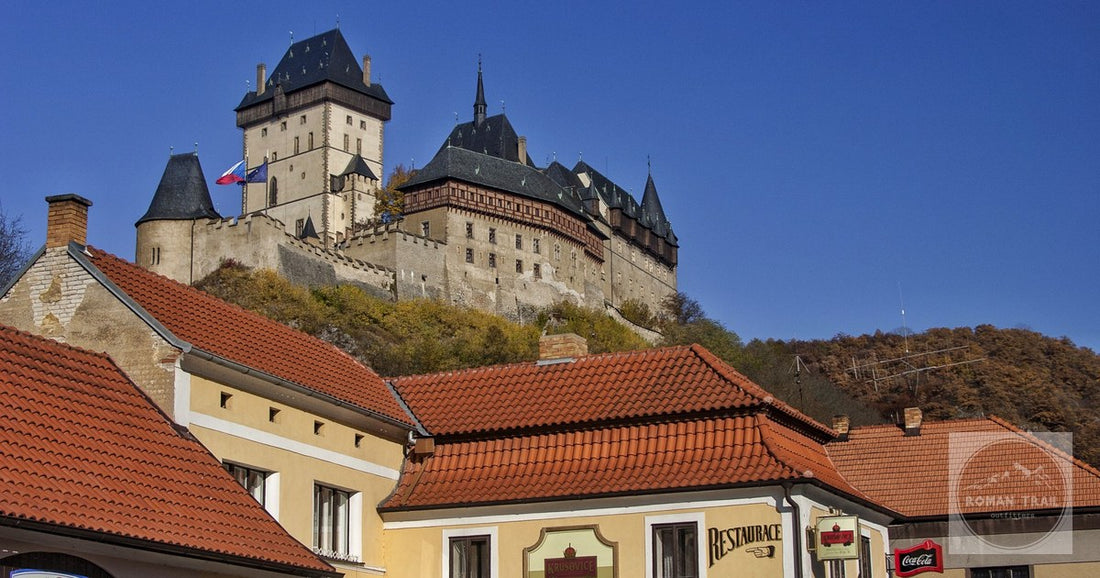 Karlstejn Castle above the village in Central Bohemia, Czechia
