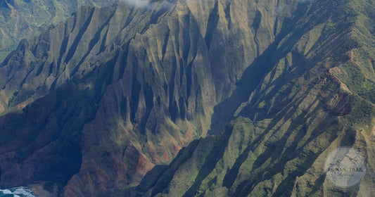 An aerial view of the Na Pali coast on Kauai, Hawaii