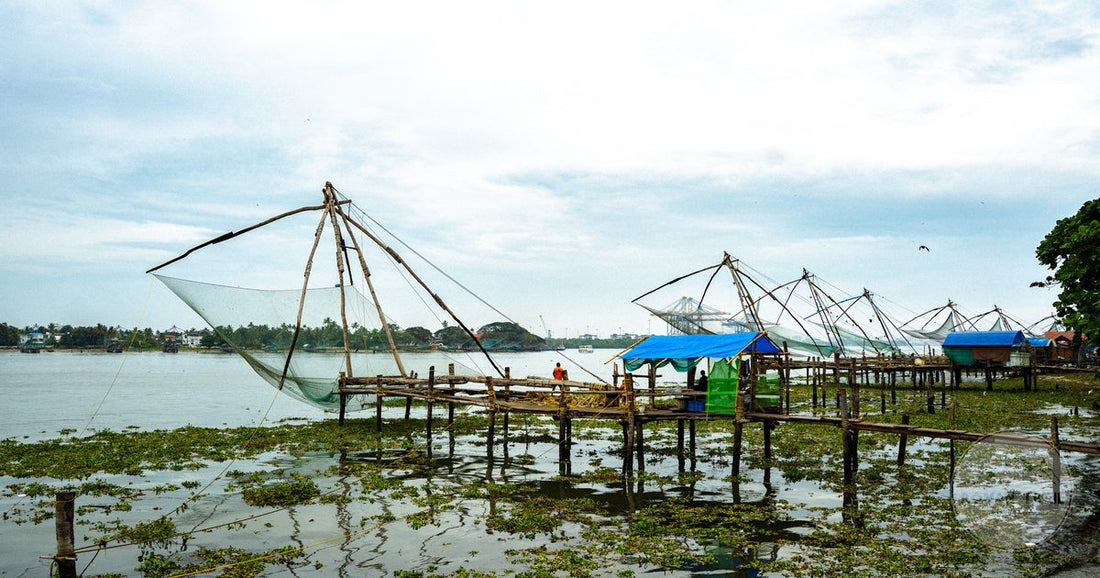 Chinese fishing nets on the waterfront at Fort Kochi, Kerala, India