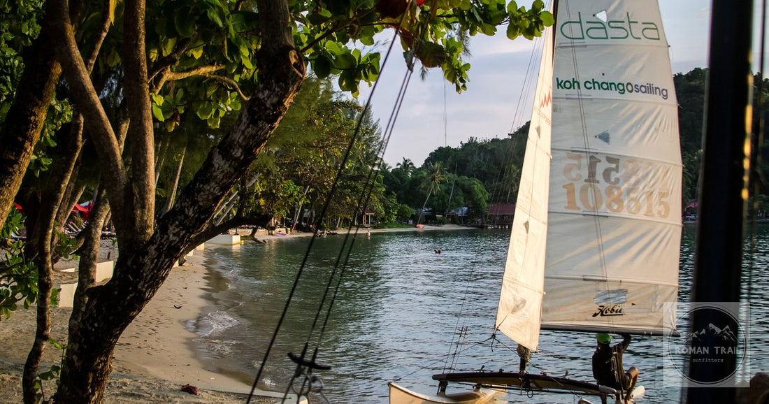 A small sailboat on a quiet beach at Koh Chang, Thailand