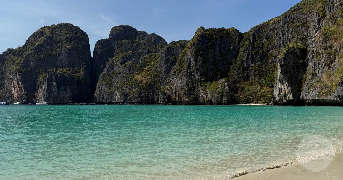 Turquoise water and limestone cliffs at Maya Bay, Thailand