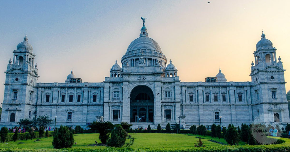 The Victoria Memorial in Kolkata lit at dusk, Kolkata packing list for women by Roman Trail Outfitters