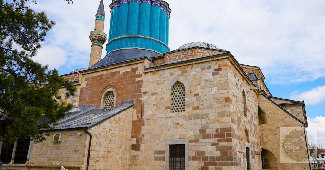 The Mevlana museum and its turquoise dome at Konya, Turkey