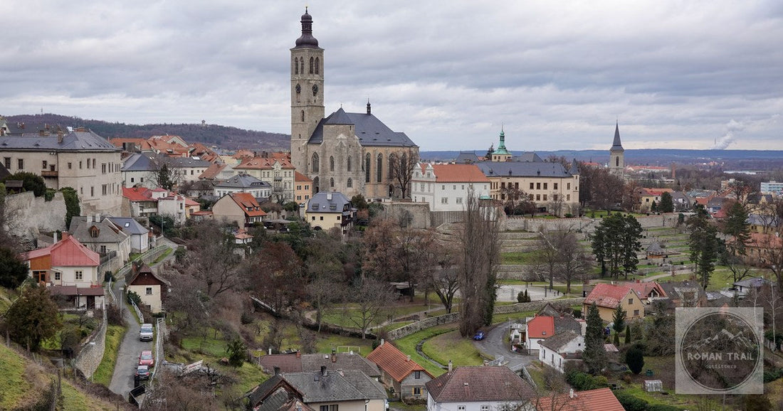 St Barbara's Church above the medieval rooftops of Kutna Hora, Czechia
