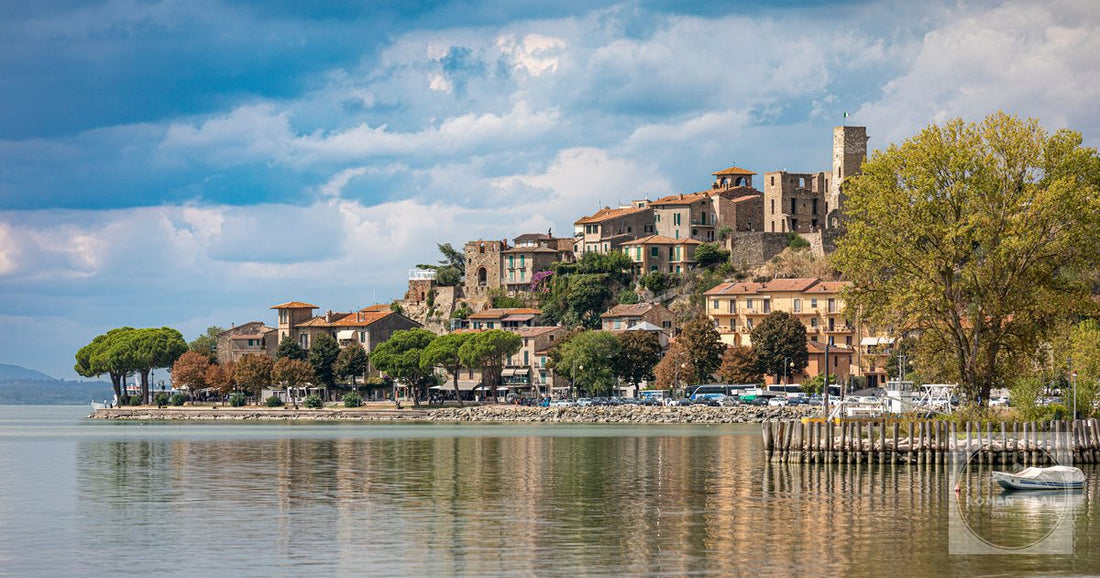 Passignano sul Trasimeno and its historic buildings beside the lake, Umbria