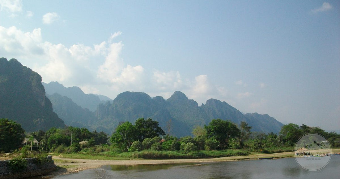 Nam Song river below the karst peaks at Vang Vieng, Laos packing list for women by Roman Trail Outfitters