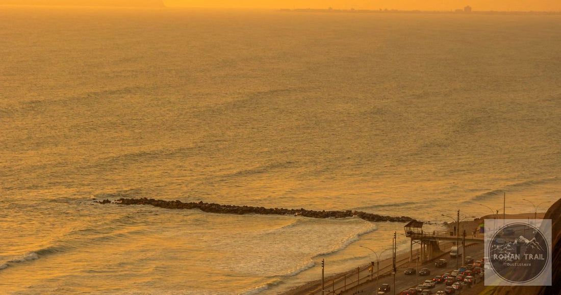 Golden hour view of the Lima Peru coastline along the Costa Verde, featured image for a Lima packing list for women