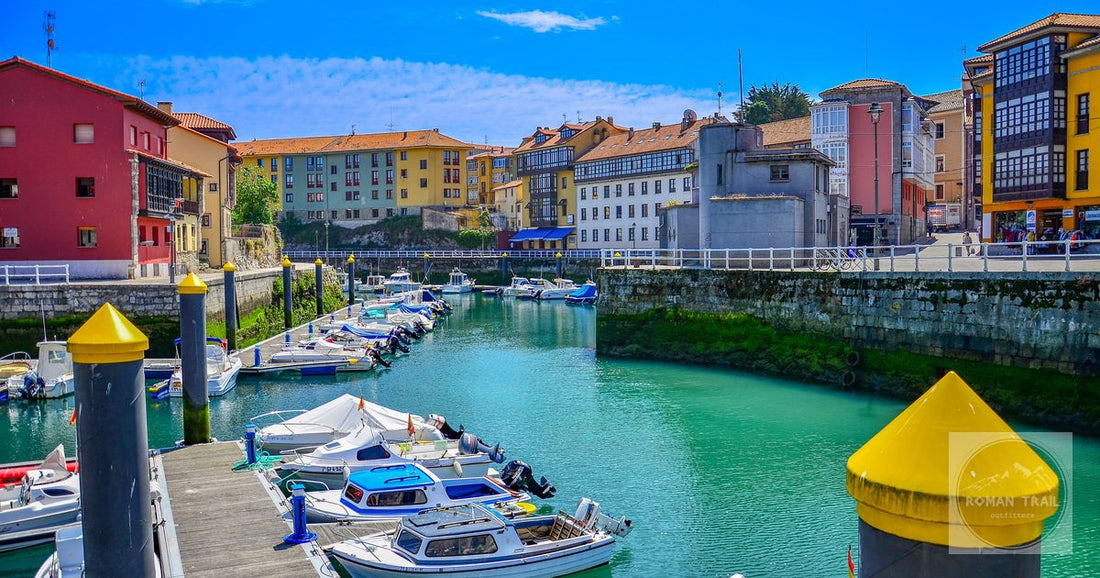 The marina and painted buildings at Llanes, Asturias