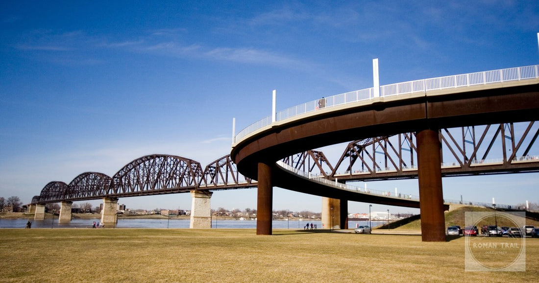 Scenic view of the Big Four Bridge spanning the Ohio River in Louisville, KY.