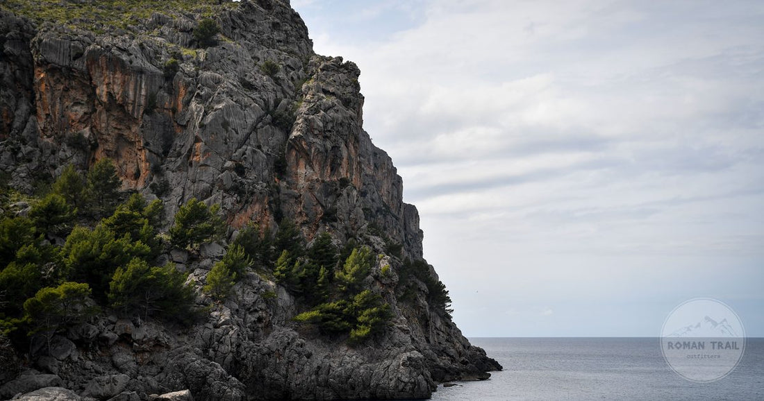 Limestone cliffs meeting the Mediterranean on the Mallorca coast, Spain
