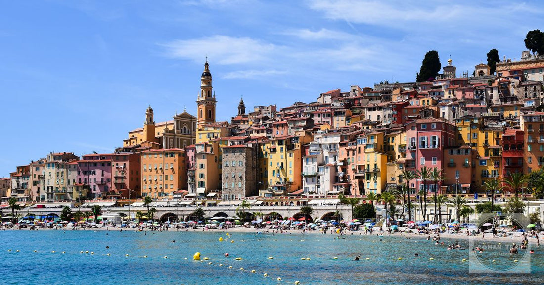The coloured seafront town of Menton on the French Riviera