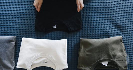 Neatly folded garments laid out flat from above