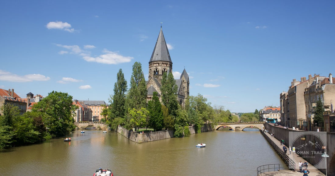 The Temple Neuf beside the water at Metz, France