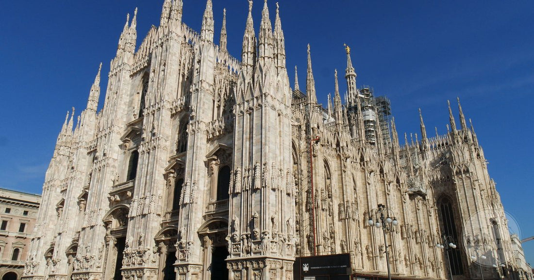 The Gothic facade of the Duomo di Milano, Italy