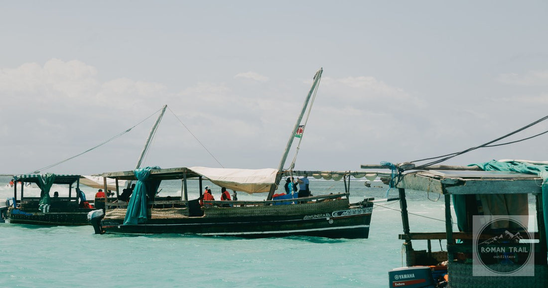Traditional fishing boats in Mombasa harbour, Kenya