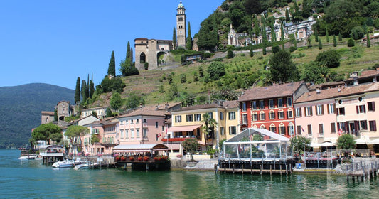The village of Morcote along Lake Lugano in Ticino Switzerland