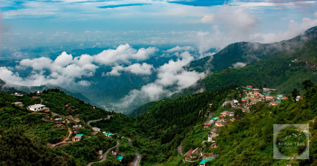 Cloud over the forested mountains at Mussoorie, Uttarakhand, India