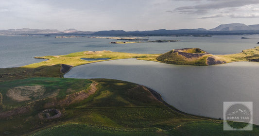 Lake Myvatn and its craters in northern Iceland, seen from above