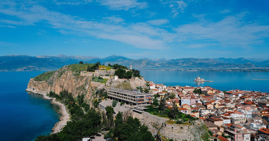 Aerial view of Nafplio with its historic fortress, Greece