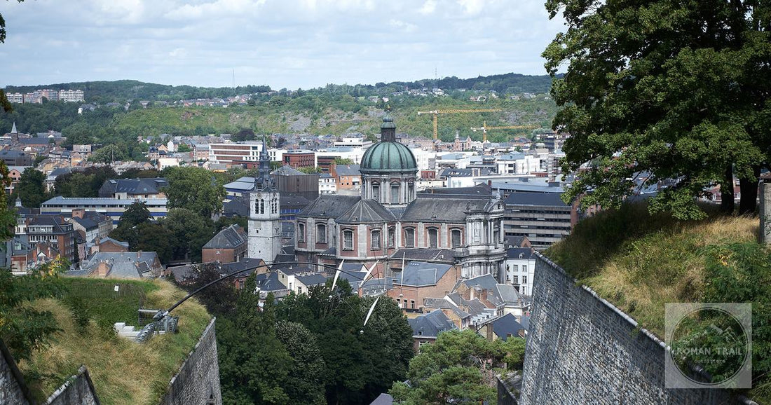 St Aubin's Cathedral among the greenery at Namur, Belgium