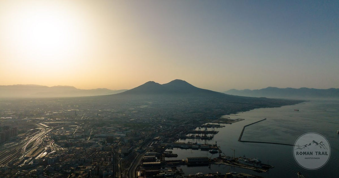 Mount Vesuvius at sunrise above Naples, Italy