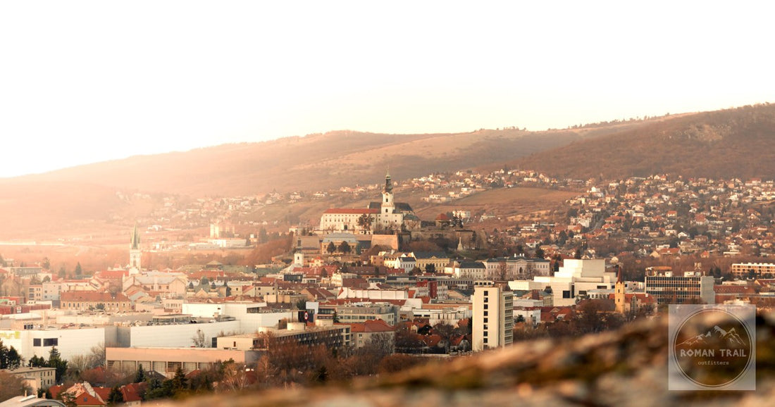 Nitra, Slovakia, and its castle under a warm sunset.