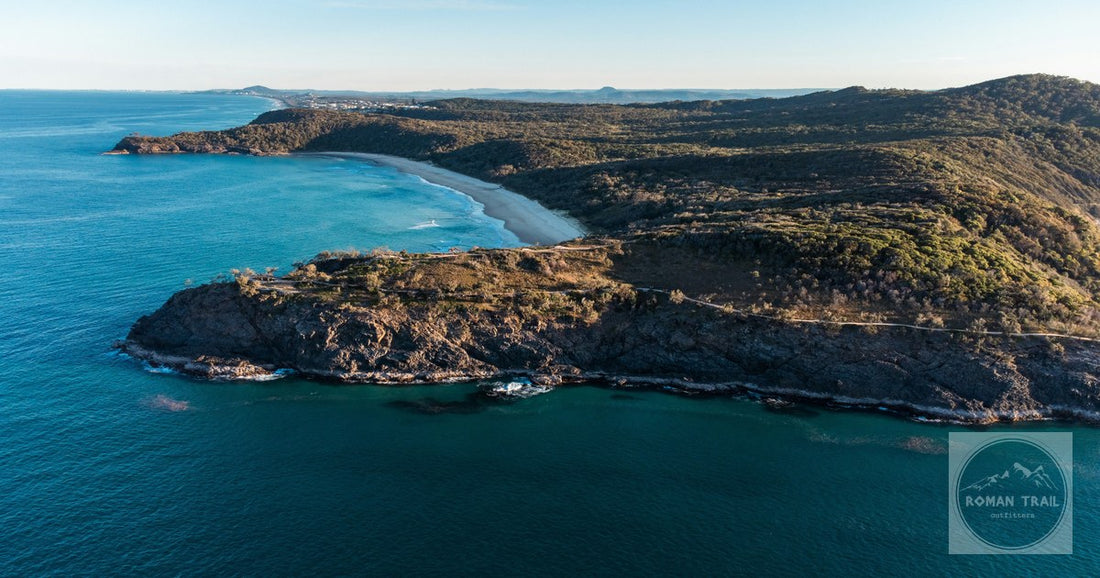 Noosa National Park coastline and ocean from the air, Queensland