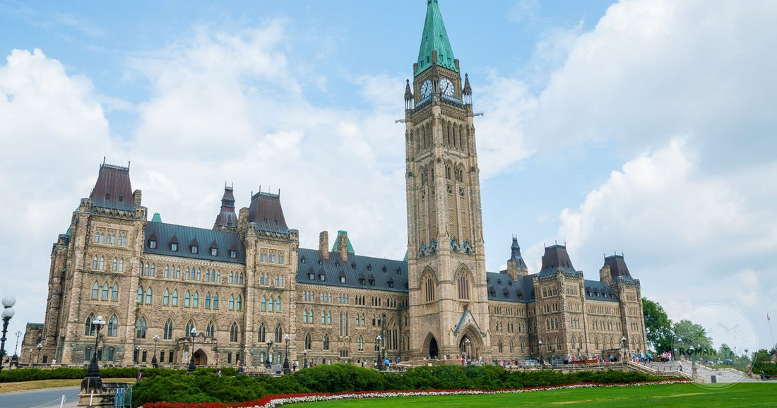 The Gothic Revival Parliament buildings on Parliament Hill, Ottawa, Canada