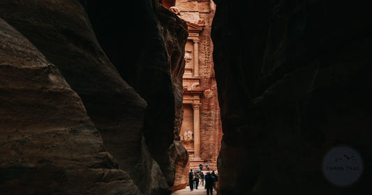 The Siq desert canyon leading to the Treasury at Petra, Jordan - Roman Trail Outfitters Jordan packing list