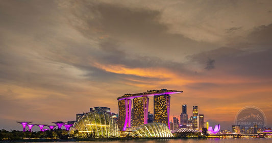 Marina Bay Sands and Gardens by the Bay illuminated at golden hour, Singapore women's packing list destination