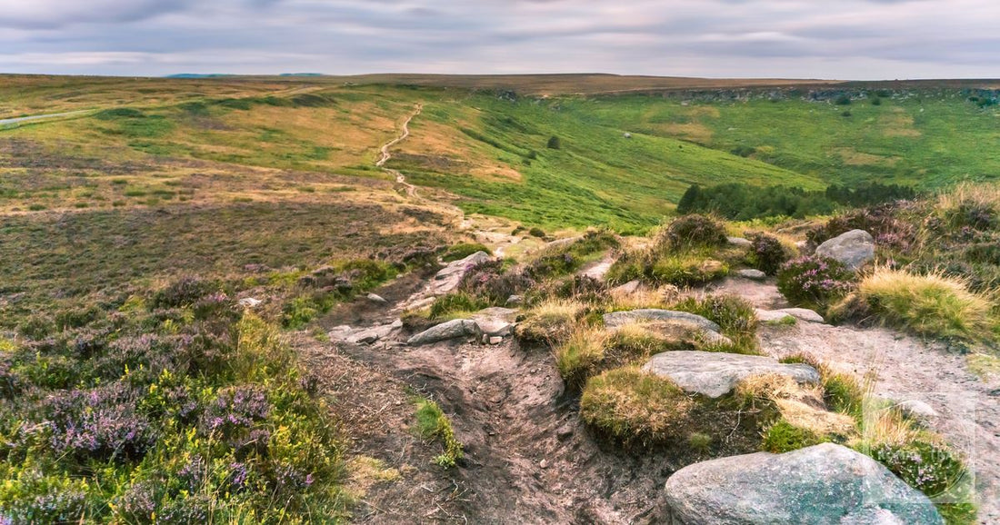 Stanage Edge under a dramatic sky in the Peak District, England