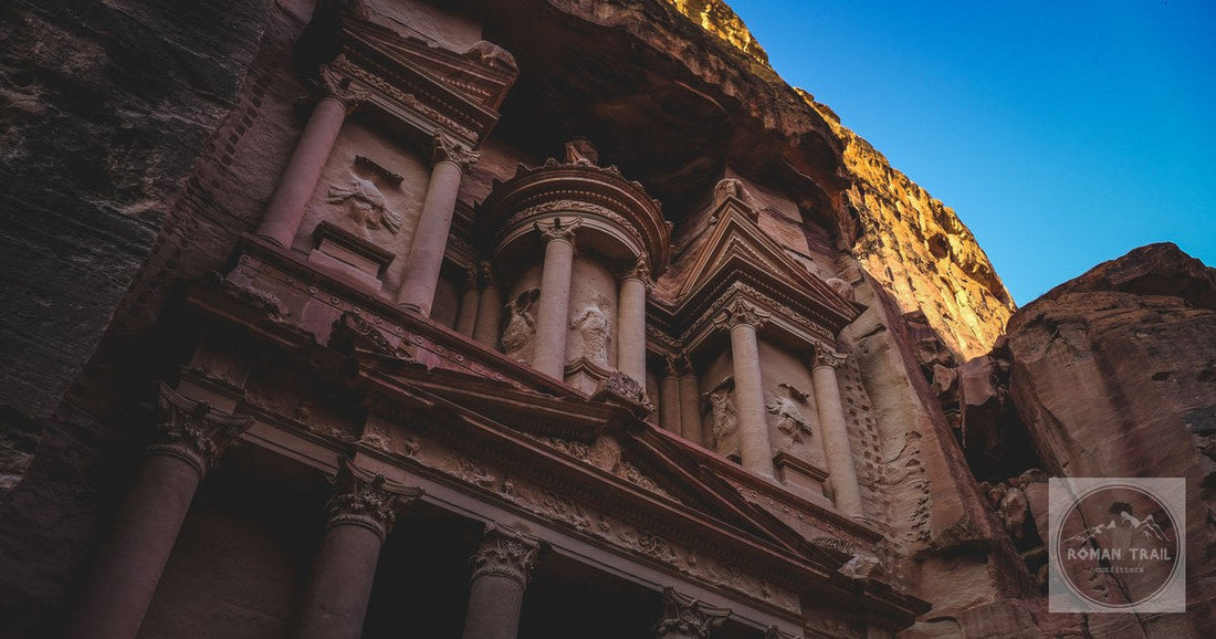 Al Khazneh, the Treasury, at Petra in Jordan at sunset