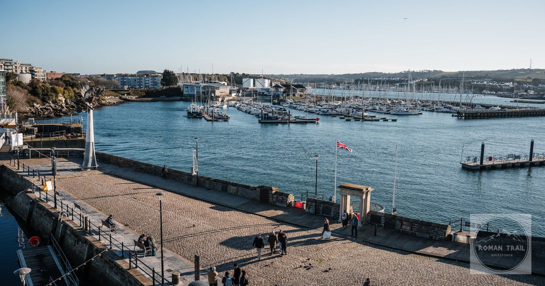 An aerial view of Plymouth marina and promenade, England