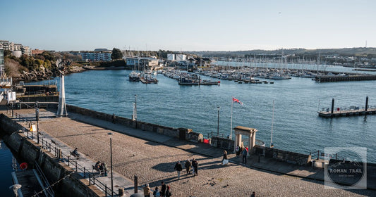 An aerial view of Plymouth marina and promenade, England