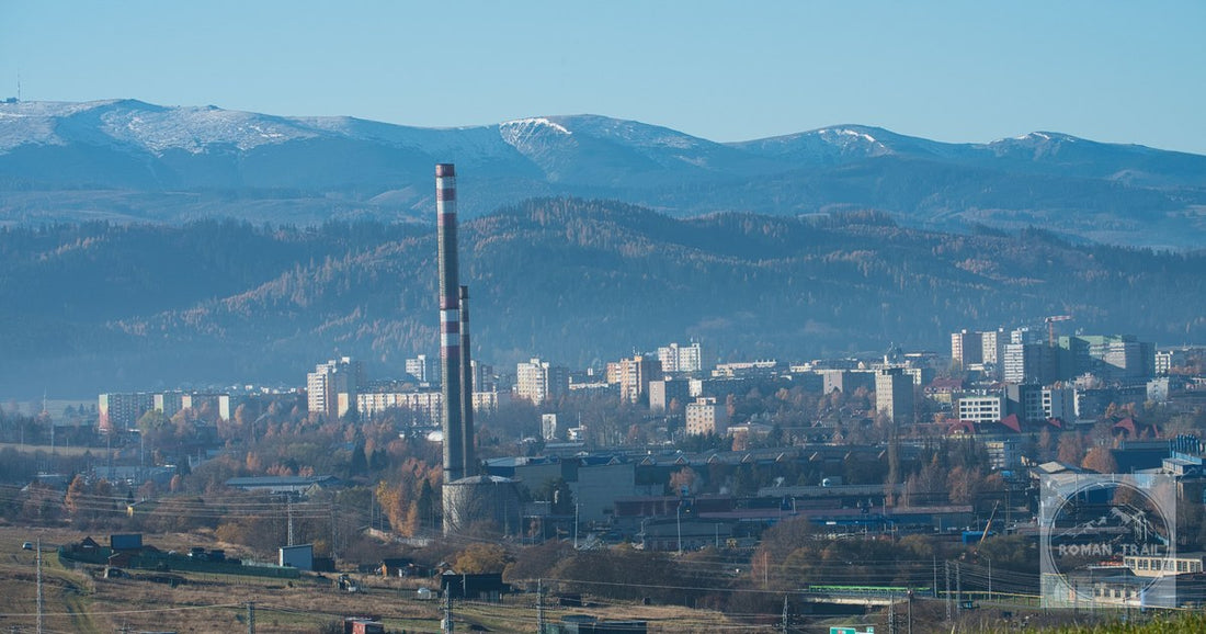 Poprad, Slovakia, with the High Tatras rising behind the town.