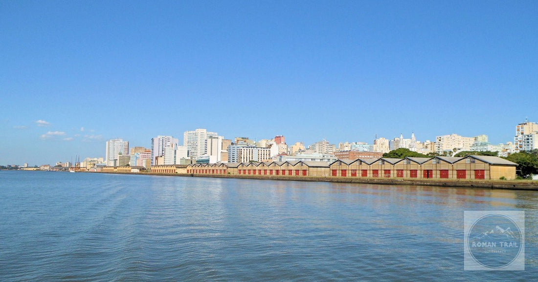 The Porto Alegre skyline along the Guaiba waterfront, Brazil