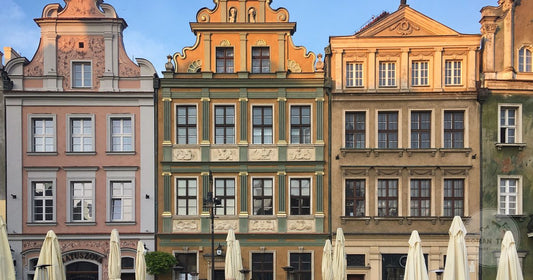 Colourful historic buildings on the Old Market Square in Poznan, Poland