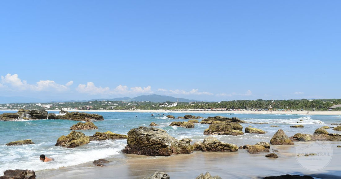 A beach and clear water at Puerto Escondido, Oaxaca, Mexico