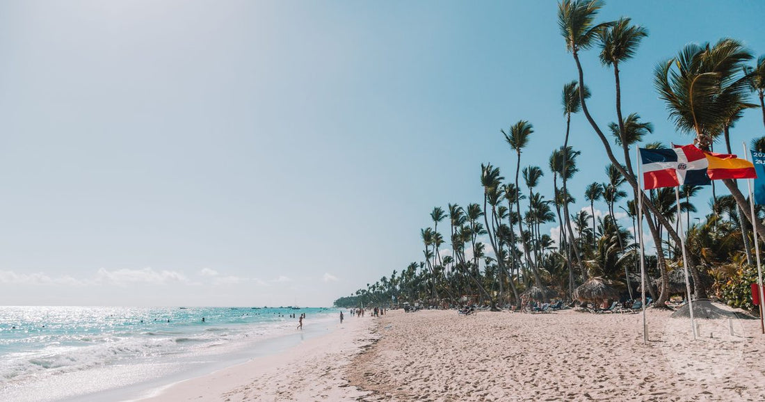 A white sand beach under clear skies at Punta Cana, Dominican Republic