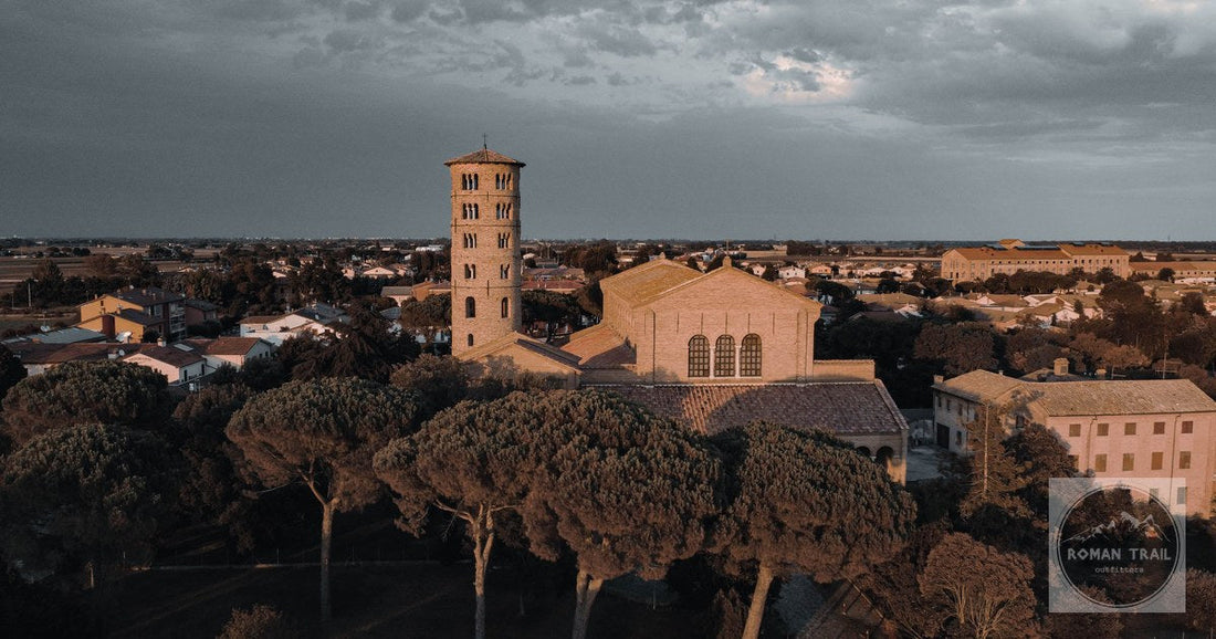 An aerial view of the Basilica of Sant'Apollinare in Classe, Ravenna