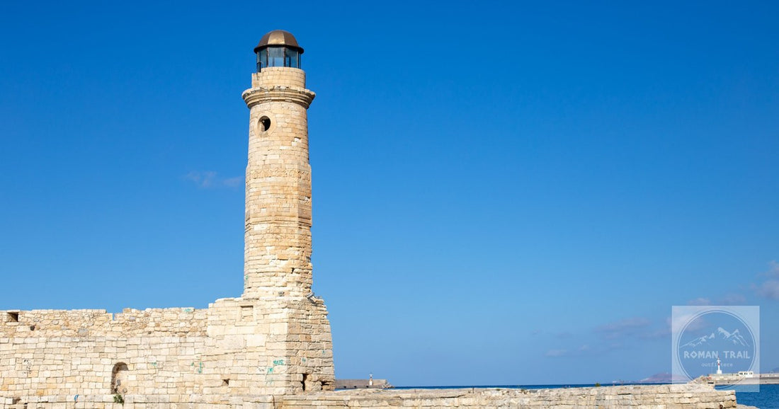The Venetian lighthouse on the harbour mole at Rethymno, Crete