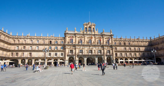 The Plaza Mayor in Salamanca busy with people, Spain