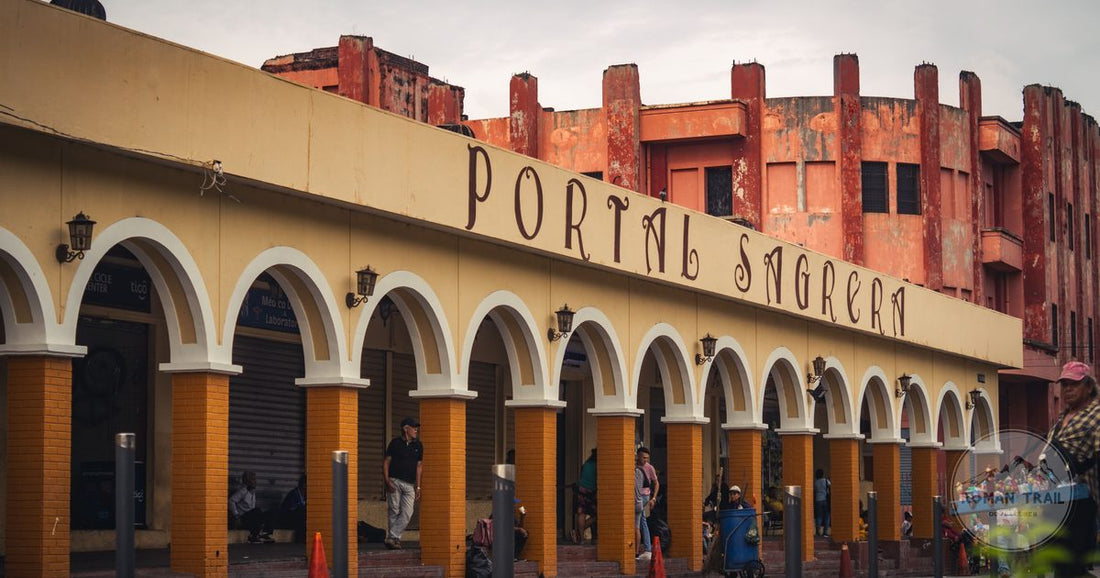 The colonial arches of Portal Sagrera in central San Salvador, El Salvador