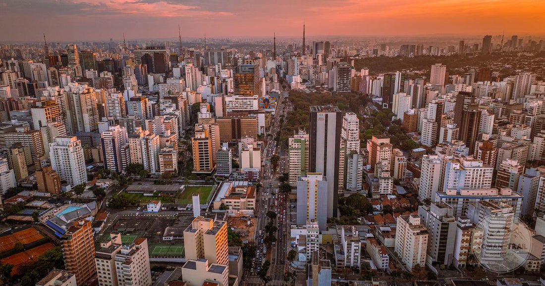 Aerial view of the dense Sao Paulo skyline in Brazil, Sao Paulo packing list for women by Roman Trail Outfitters