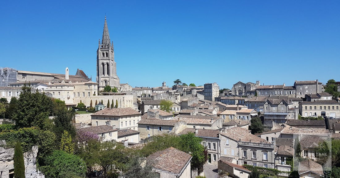 The medieval bell tower above Saint-Emilion, France