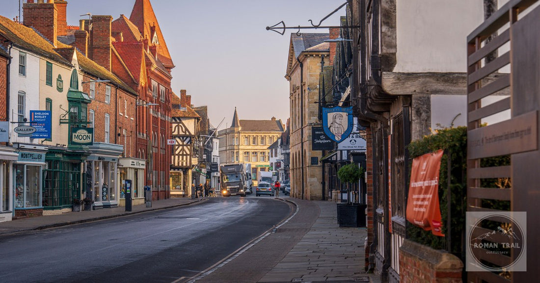 A street of older buildings at Stratford-upon-Avon, England