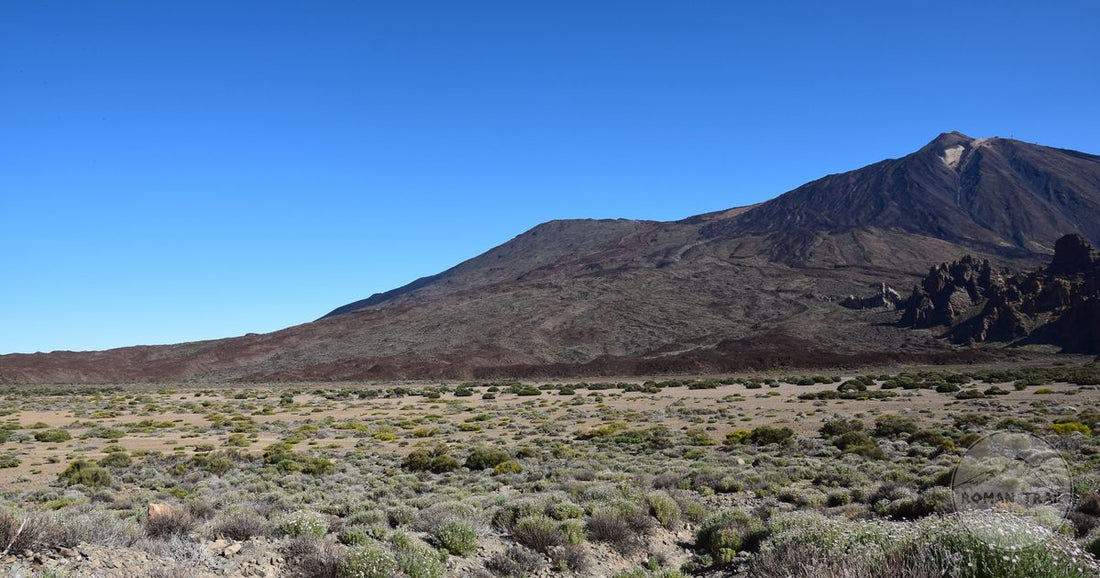 Mount Teide above the arid volcanic terrain of Tenerife, Canary Islands